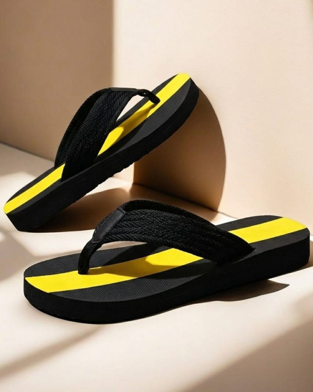 Premium Black & Yellow Flip-Flops